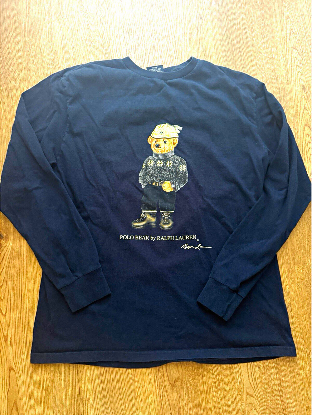 Vintage 90s Polo Ralph Lauren Polo Bear Long Sleeve T Shirt Navy Medium